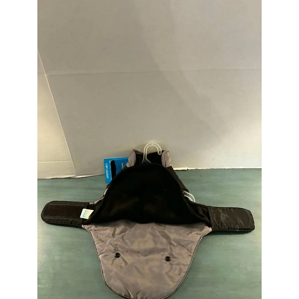 Play On 3-in-1 Pet Jacket Dog Size M Black Grey Excellent Multi-Layer Coat